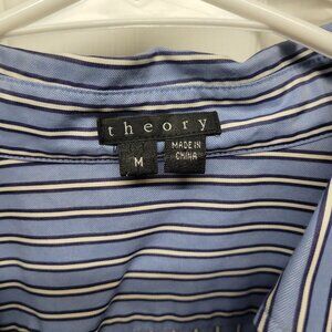 Theory Nikala blue striped button down shirt women's blouse